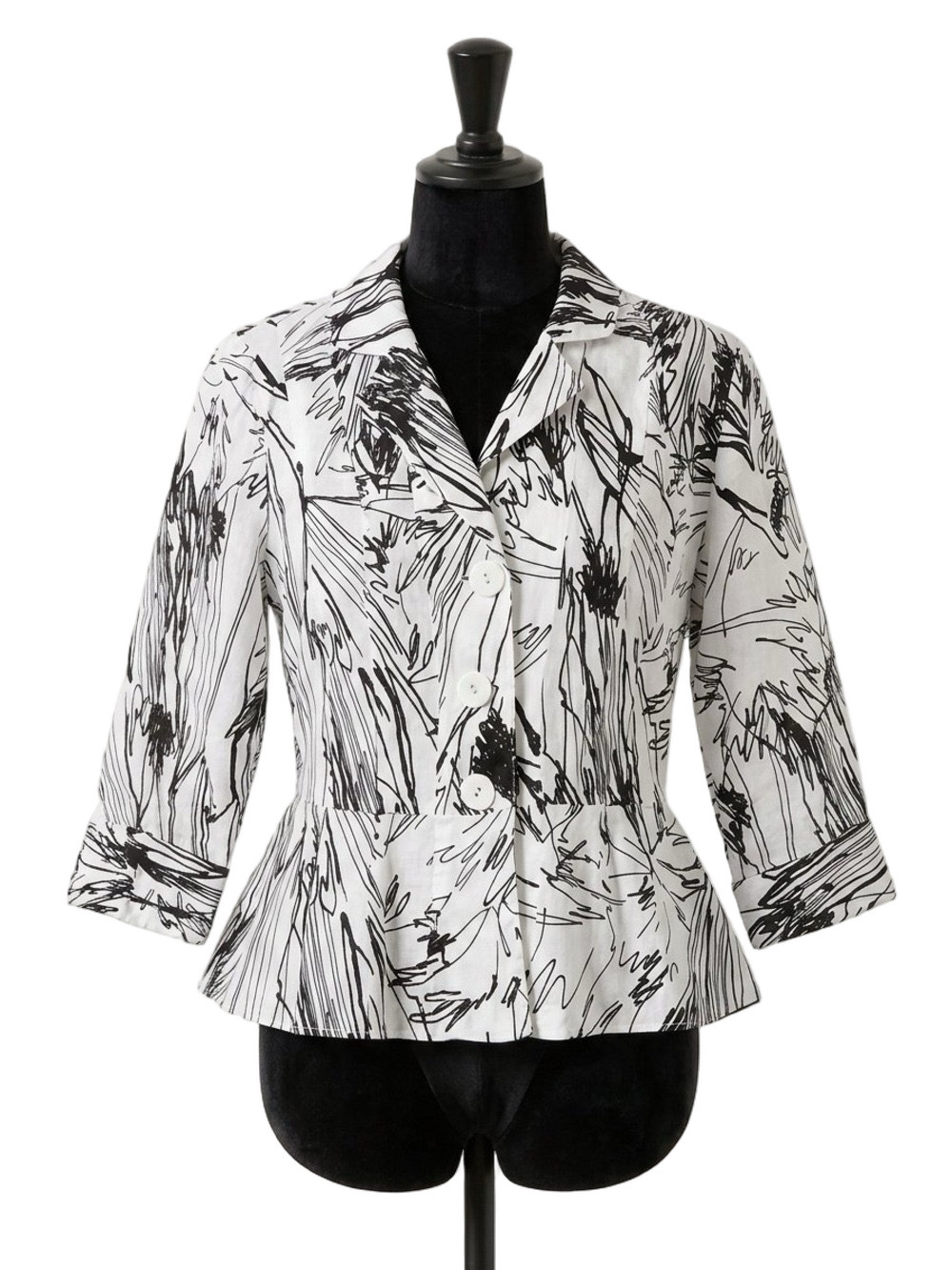 Richard Malcolm 100% Linen Abstract Button Up Top Blouse Art to Wear Size 12